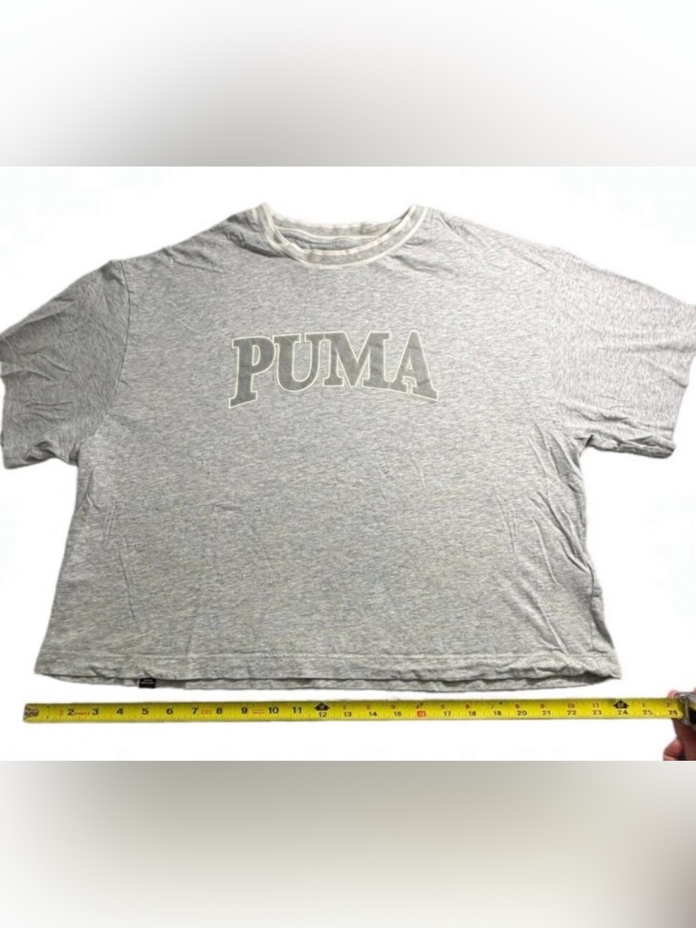 Puma Gray Heather Tee Mens XL Short Sleeve Crewneck Varsity Logo Athletic Shirt